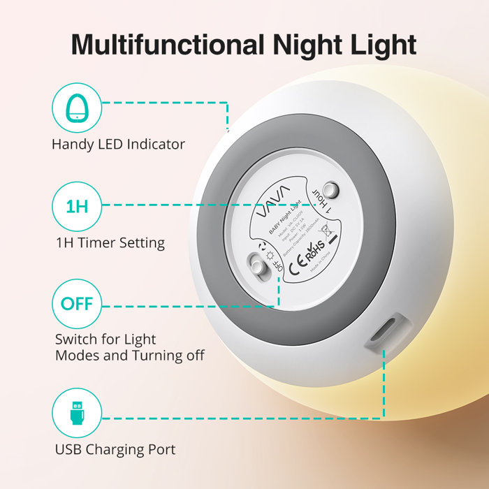 VAVA Baby Night Light Dimmable, 8 Colors & Reviews Wayfair
